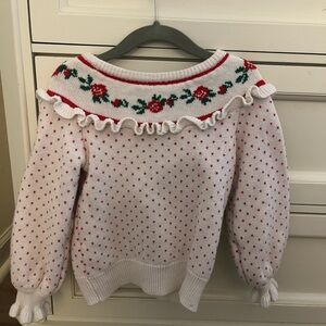 Holiday season Janie and Jack White and Red Floral Sweater